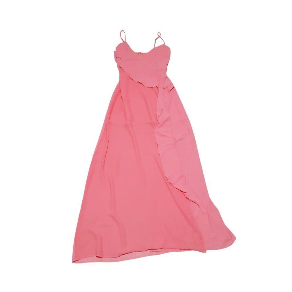 Lovers + Friends Salmon Pink Cocktail Bridesmaid Sleeveless Ruffle Leg Split M